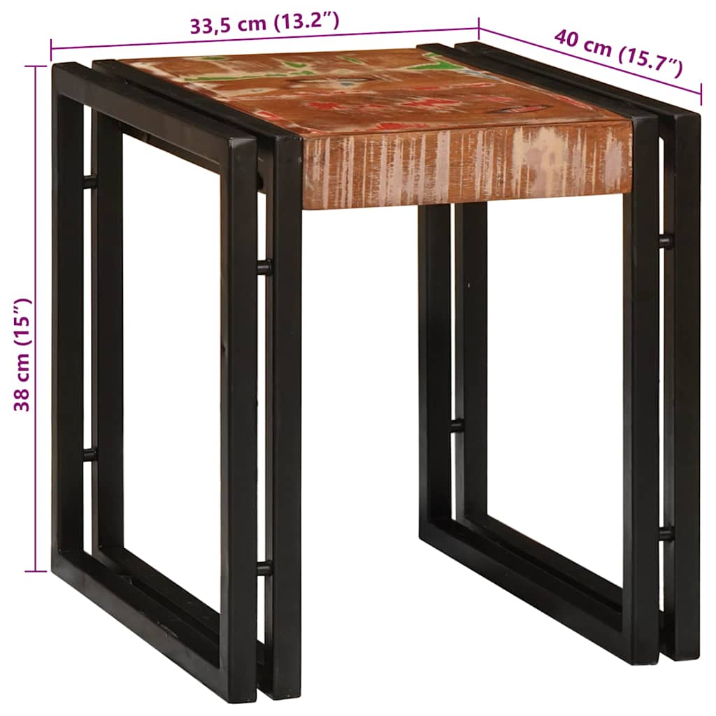 vidaXL Nesting Table 3 pcs Solid reclaim Wood and Metal