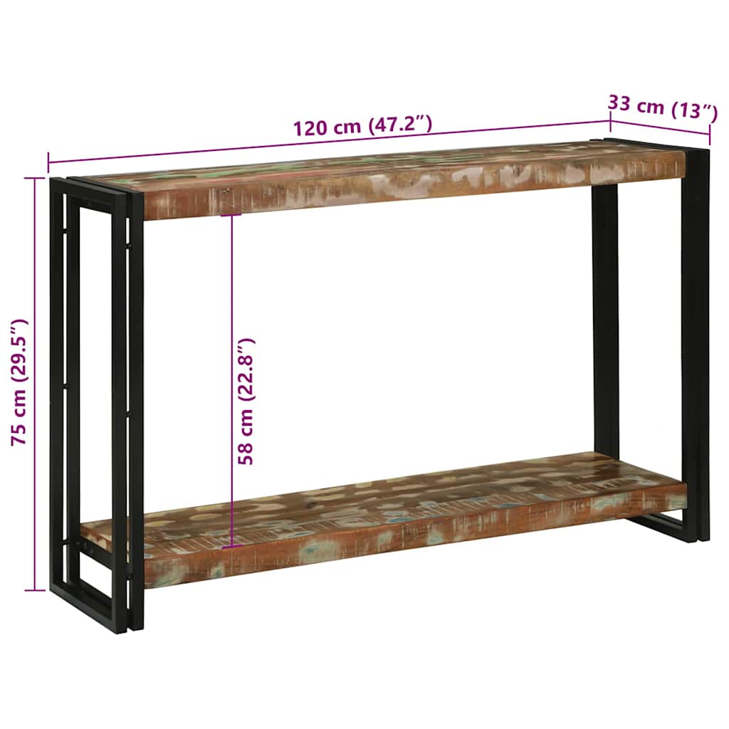 vidaXL Console Table Multicolour 120 x 33 x 75 cm Solid Reclaim Wood