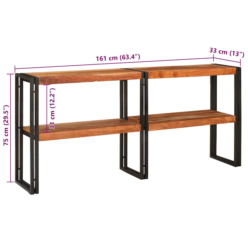 vidaXL Console Table Brown 160 x 33 x 75 cm Solid Acacia Wood