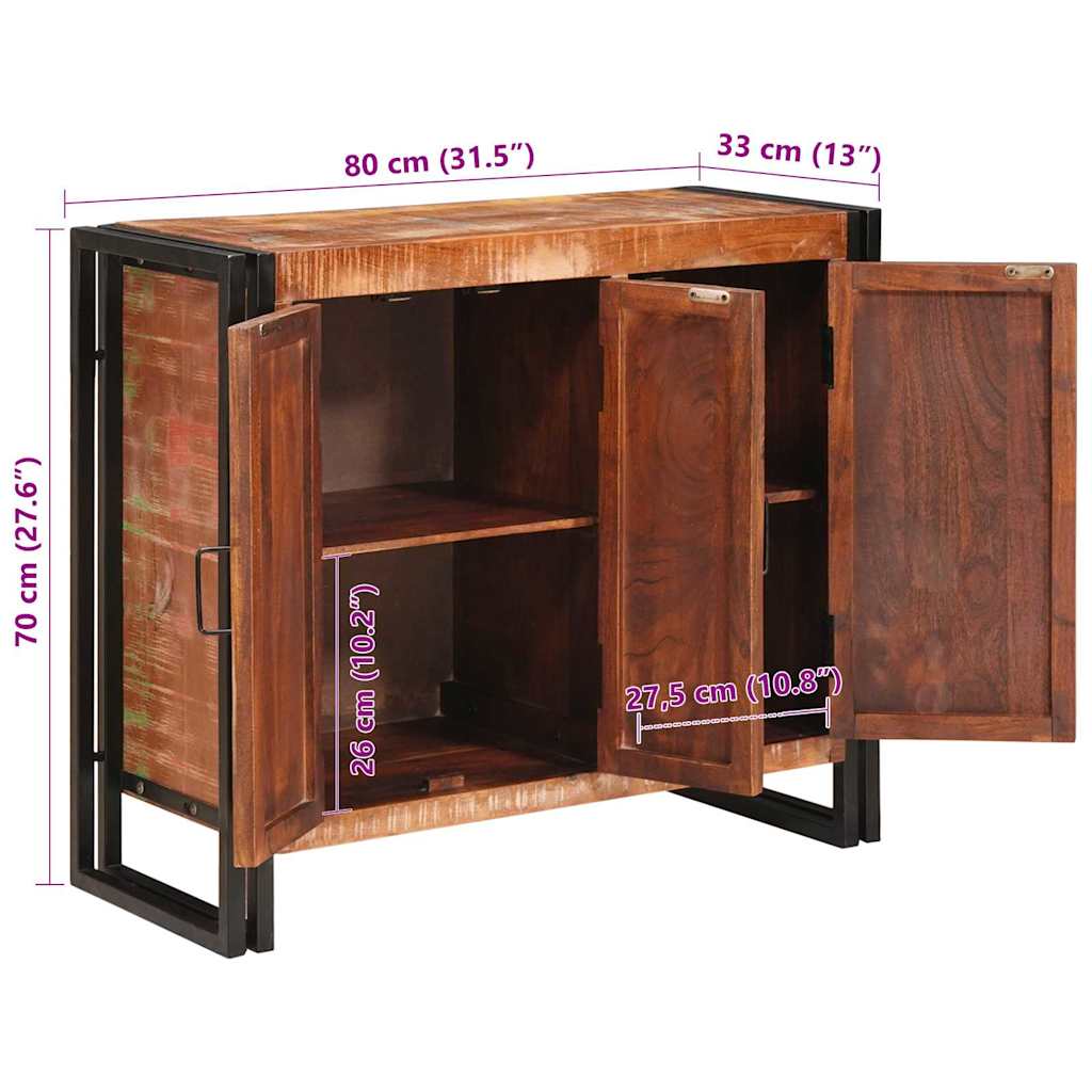 vidaXL Sideboard with Doors Brown Solid Reclaimed Wood and Metal