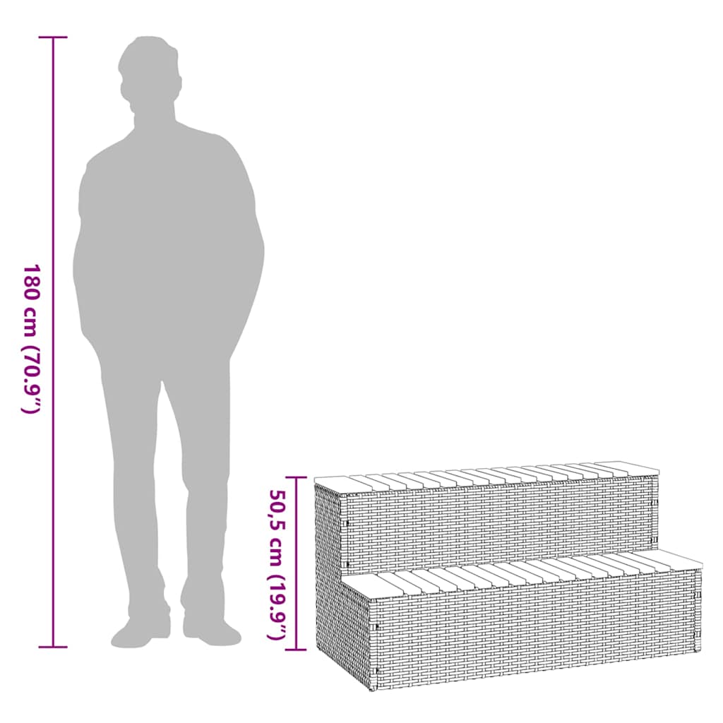 vidaXL Hot Tub Step Beige 100x50x50.5 cm Poly Rattan and Solid Acacia