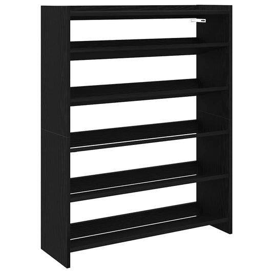 vidaXL Shoe Rack Black 80x25x100 cm Engineered Wood