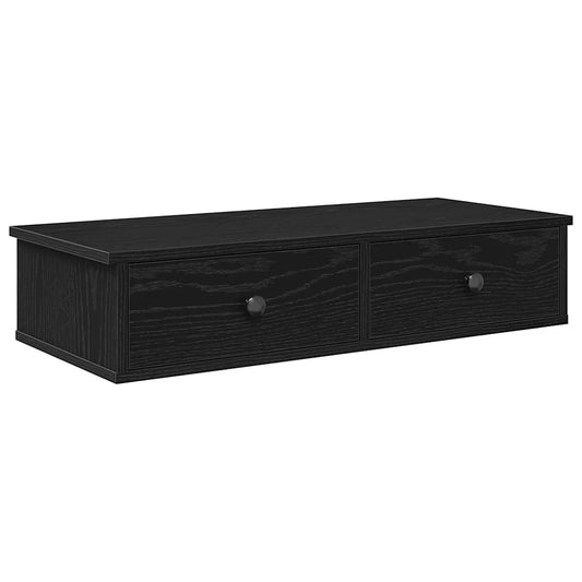 vidaXL Wall Shelf with Drawers Black 80x34x17 cm Engineered Wood