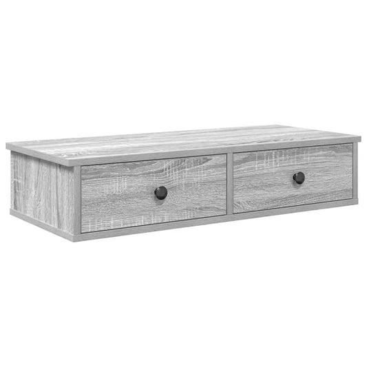 vidaXL Wall Shelf with Drawers Grey Sonoma 80x34x17 cm Engineered Wood