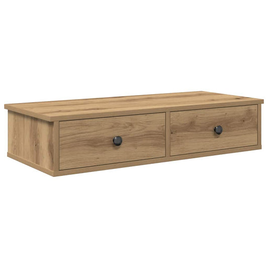 vidaXL Wall Shelf with Drawers Artisian Oak 80x34x17 cm Engineered Wood