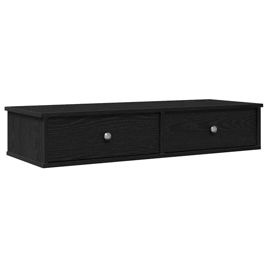 vidaXL Wall Shelf with Drawers Black 100x37,5x19 cm Engineered Wood