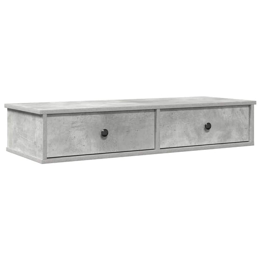 vidaXL Wall Shelf with Drawers Concrete Grey 100x37,5x19 cm Engineered Wood