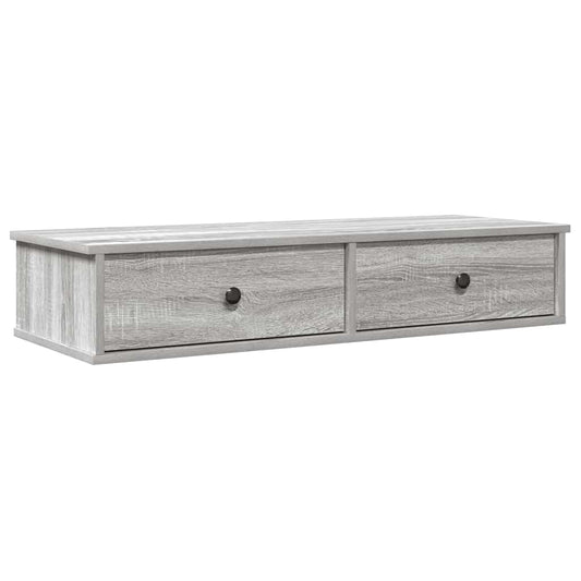 vidaXL Wall Shelf with Drawers Grey Sonoma 100x37,5x19 cm Engineered Wood