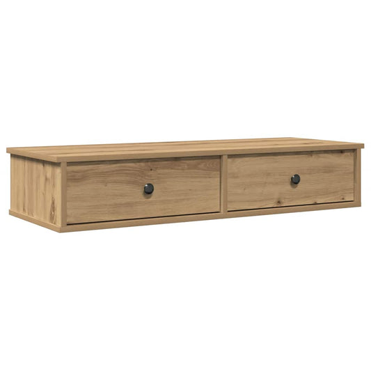 vidaXL Wall Shelf with Drawers Artisian Oak 100x37,5x19 cm Engineered Wood