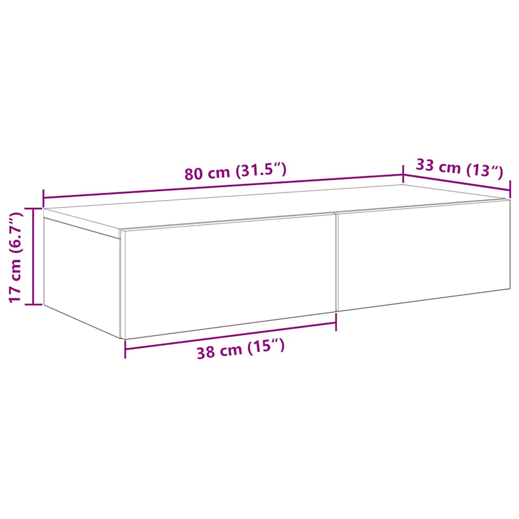 vidaXL Wall Shelf with Drawers Artisian Oak 80x33x17cm Engineered Wood