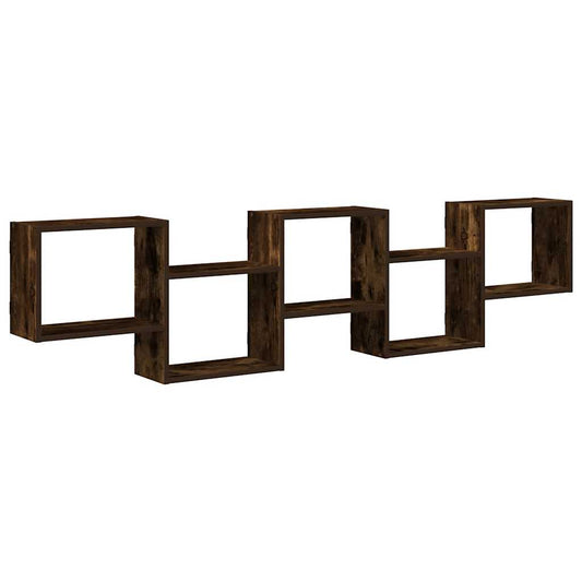 vidaXL Wall Cube Shelf 5 Compartments Smoked Oak Engineered Wood