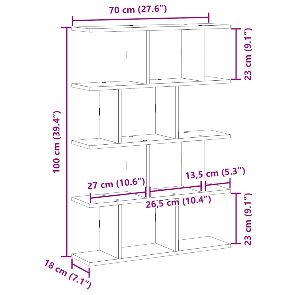 vidaXL Wall Cube Shelf 12 Compartments Black Engineered Wood