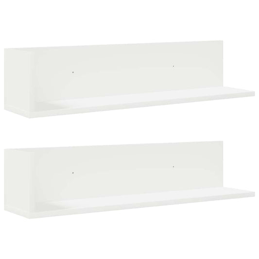 vidaXL Wall Shelves 2 pcs White 75x16,5x16,5 cm Engineered Wood