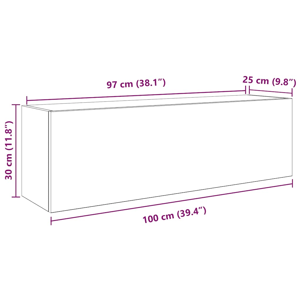 vidaXL Bathroom Wall Cabinet Black 100x25x30 cm Engineered Wood