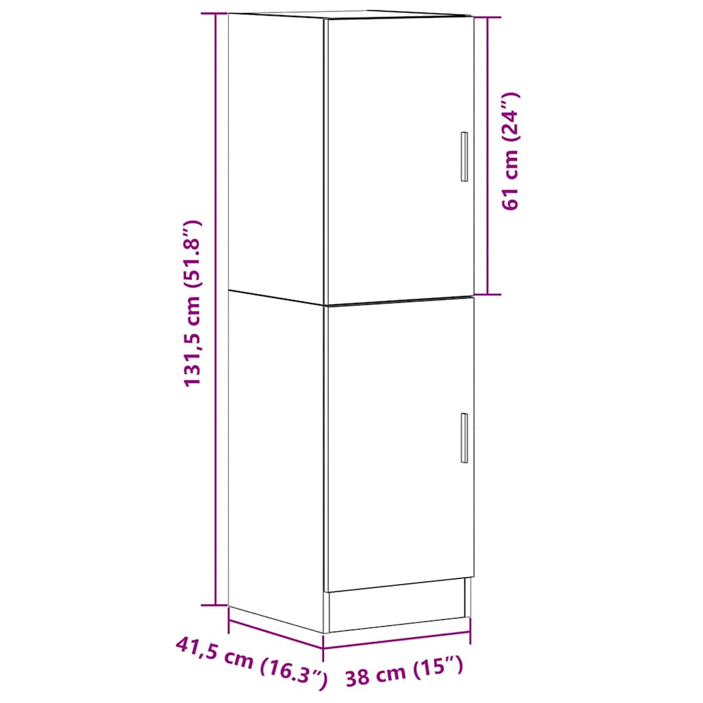 vidaXL Kitchen Cabinet Smoked Oak 38x41.5x131.5 cm Engineered Wood
