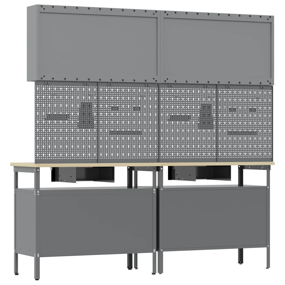 vidaXL Work Bench Set 8 pcs Black and Grey Powder-Coated Steel