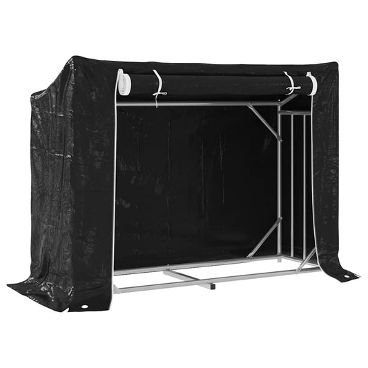 vidaxL Firewood Rack with Rain Cover 151x60,5x110,5 cm Galvanised Steel