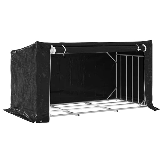 vidaxL Firewood Rack with Rain Cover 200,5x100,5x110,5 cm Galvanised Steel