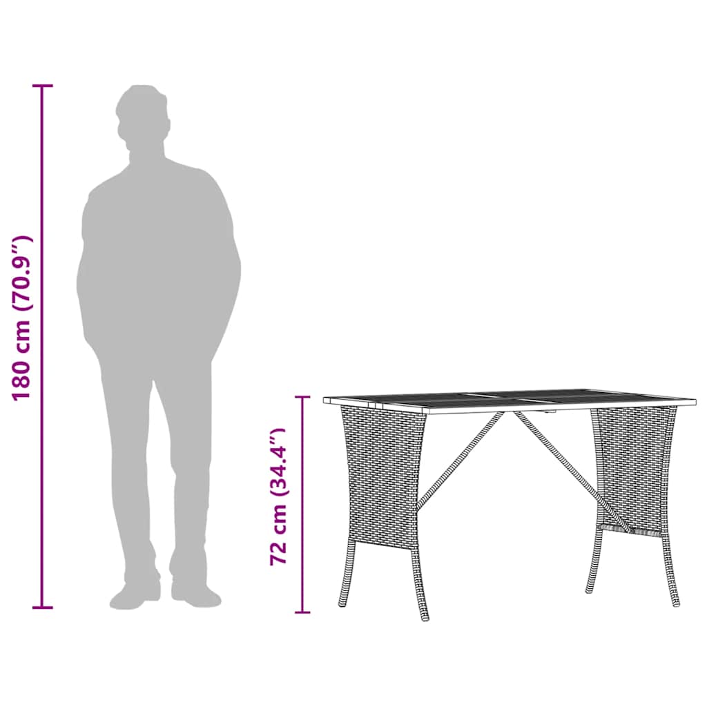 vidaXL Garden Table with Acacia Wood Top Grey 105x75x72 cm Poly Rattan