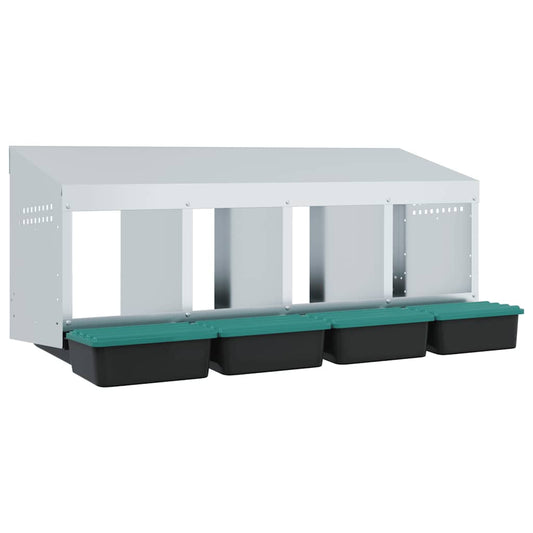 vidaXL Chicken Nesting Box 4 Compartments Wall-Mounted Galvanised Steel