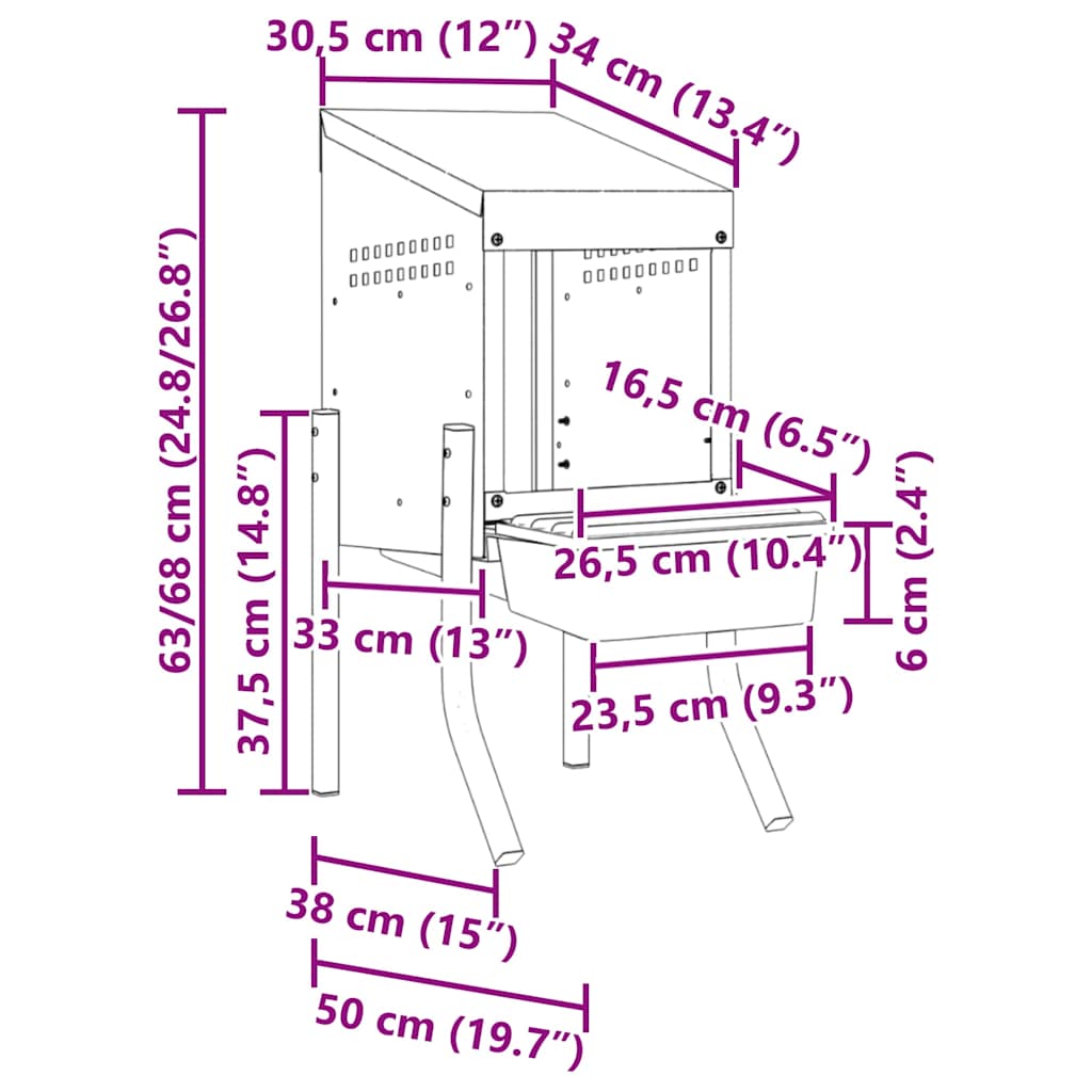 vidaXL Chicken Nesting Box 1 Compartment with Legs Galvanised Steel