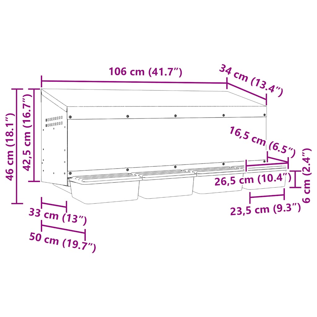 vidaXL Chicken Nesting Box 4 Compartments Wall-Mounted Galvanised Steel
