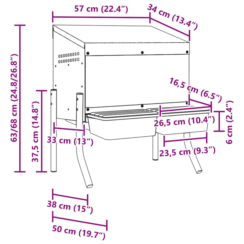 vidaXL Chicken Nesting Box 2 Compartments with Legs Galvanised Steel