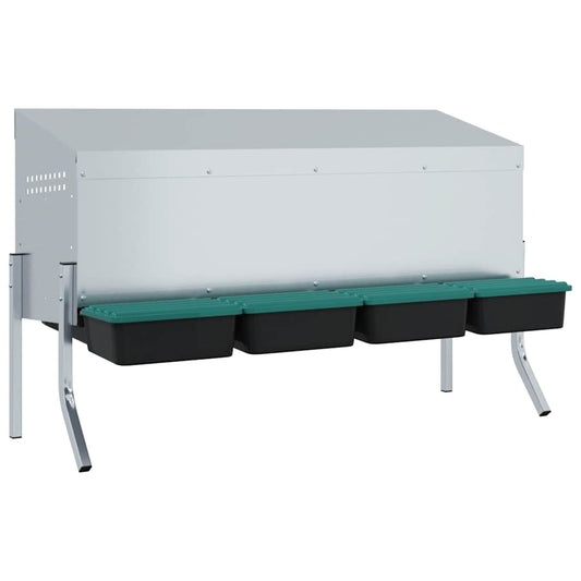 vidaXL Chicken Nesting Box 4 Compartments with Legs Galvanised Steel