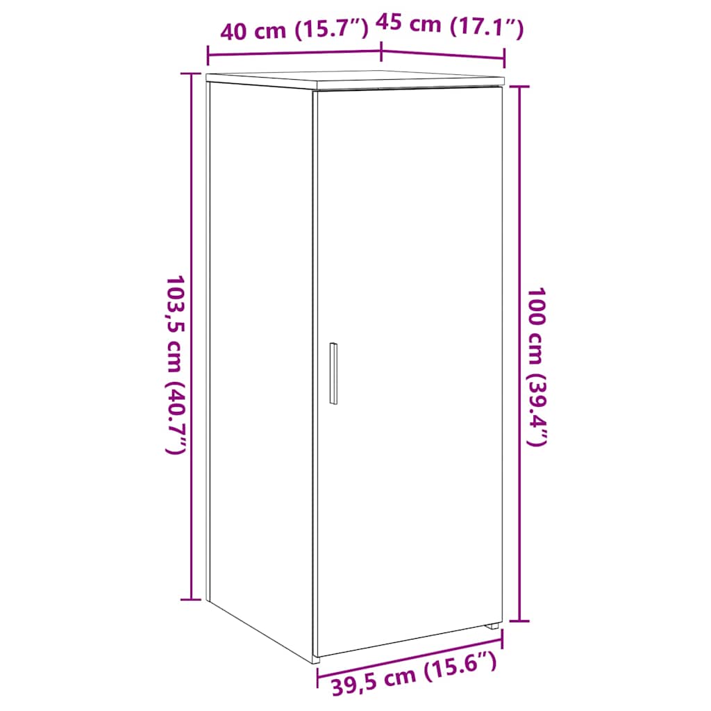 vidaXL Storage Cabinet Smoked Oak 40x45x103.5 cm Engineered Wood