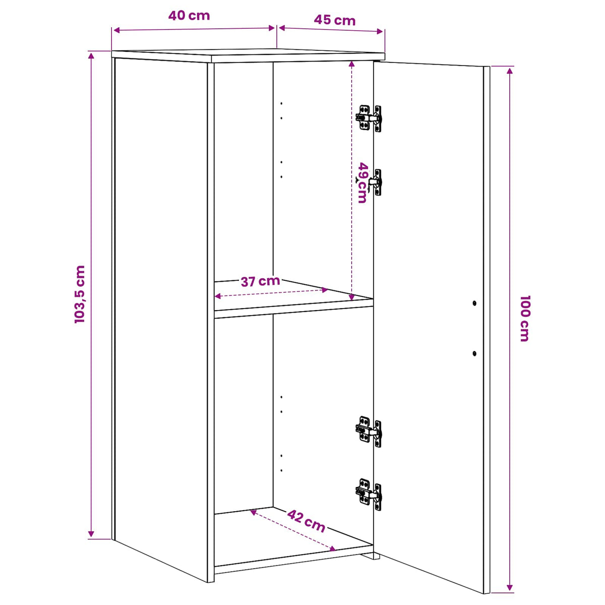 vidaXL Storage Cabinet Old Wood 40x45x103,5 cm Engineered Wood