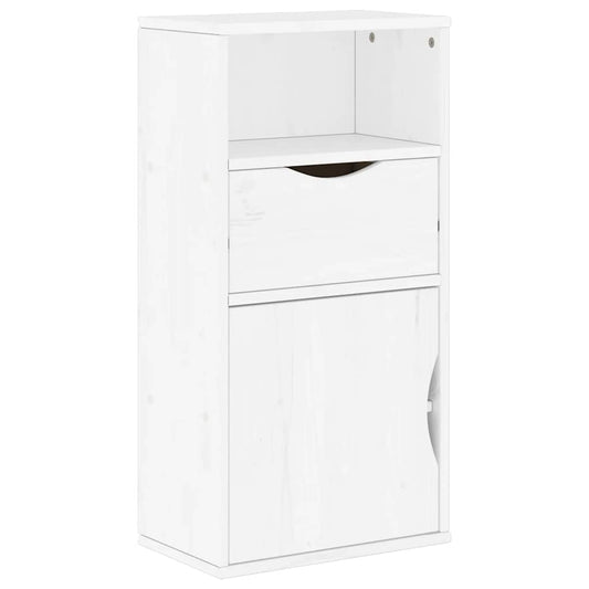 vidaXL Side Cabinet with Drawer "ODDA" White 40x24x79 cm Solid Wood Pine