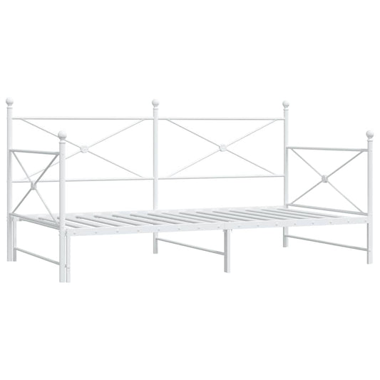 vidaXL Daybed with Trundle without Mattress White 107x203 cm Steel