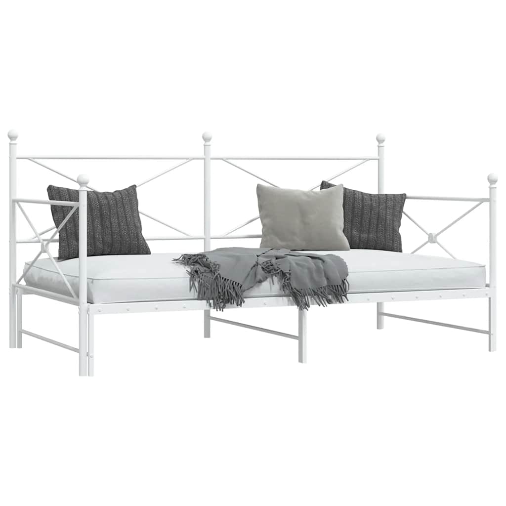 vidaXL Daybed with Trundle without Mattress White 107x203 cm Steel