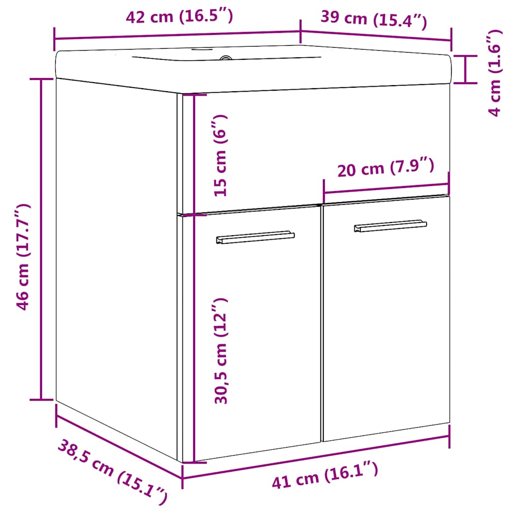 vidaXL 2 Piece Bathroom Furniture Set Concrete Grey Engineered Wood