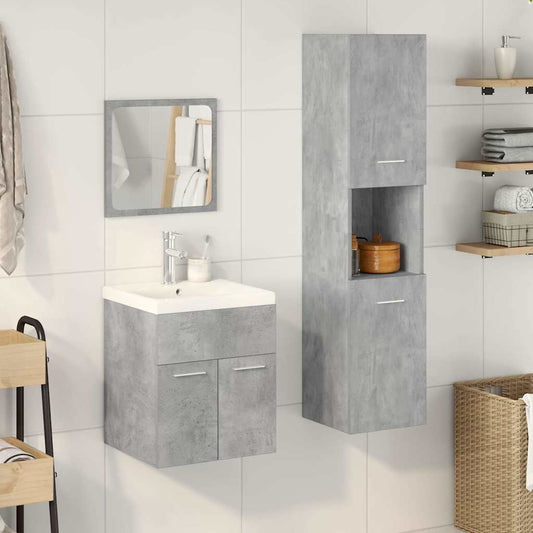 vidaXL 4 Piece Bathroom Furniture Set Concrete Grey Engineered Wood