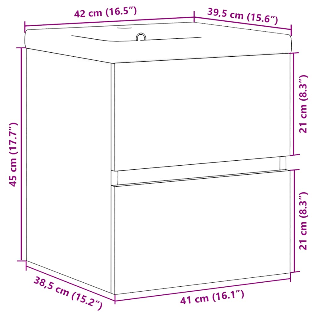 vidaXL 2 Piece Bathroom Furniture Set Concrete Grey Engineered Wood