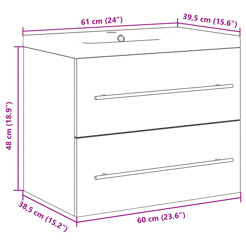 vidaXL 2 Piece Bathroom Furniture Set Concrete Grey Engineered Wood