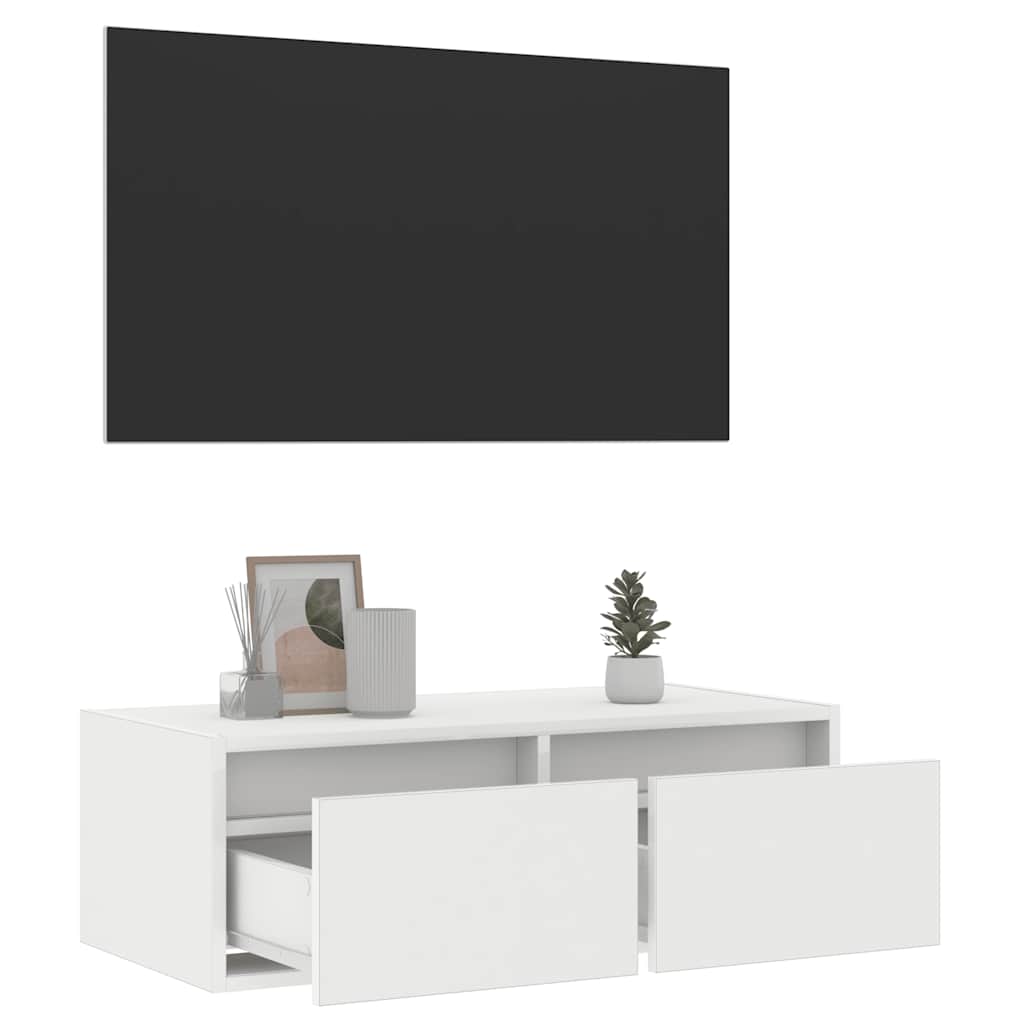 vidaXL TV Cabinet with LED Lights White 75x35,5x25 cm