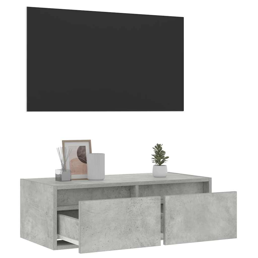 vidaXL TV Cabinet with LED Lights Concrete Grey 75x35,5x25 cm