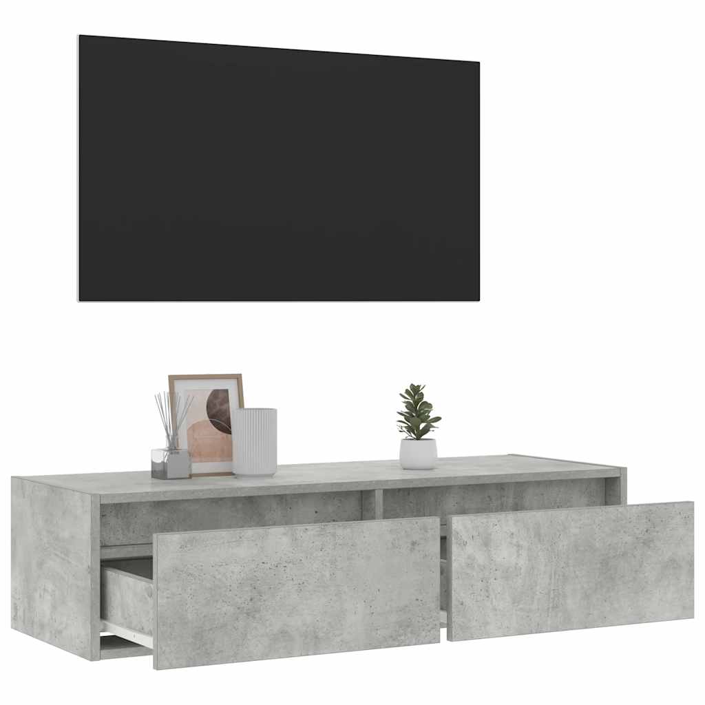 vidaXL TV Cabinet with LED Lights Concrete Grey 100X35,5x25 cm