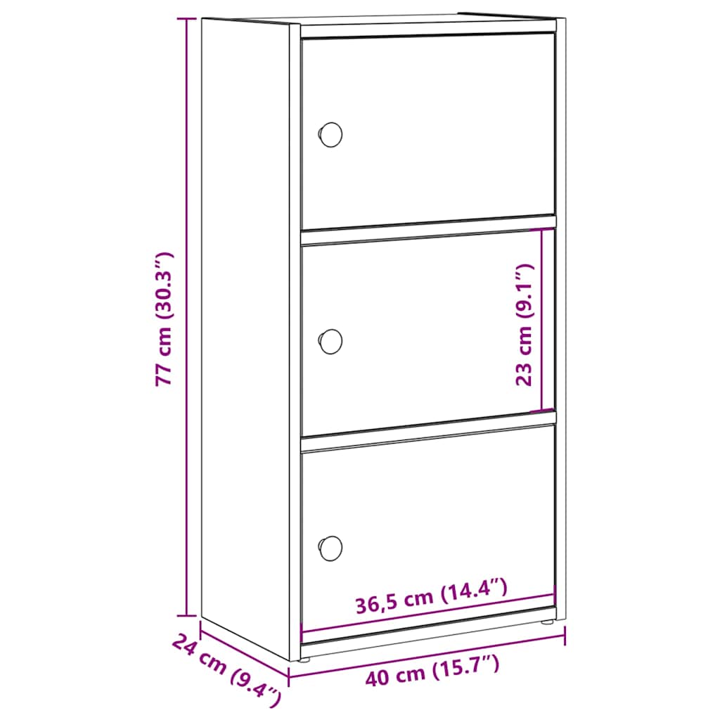vidaXL Bookcase Black Oak 40x24x77 cm Engineered Wood