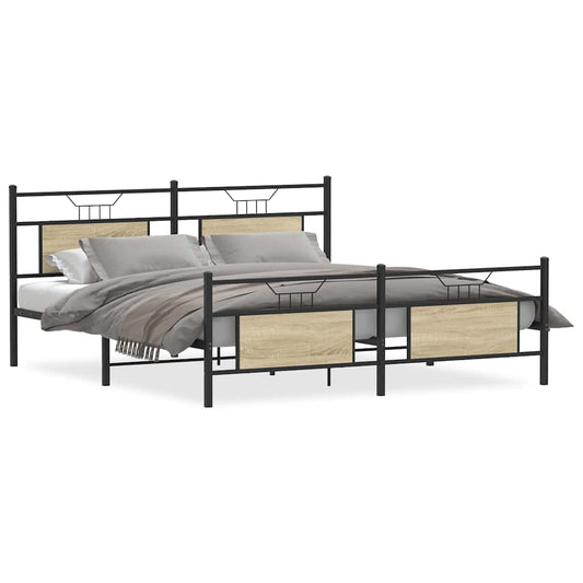 vidaXL Metal Bed Frame without Mattress Sonoma Oak 180x200 cm