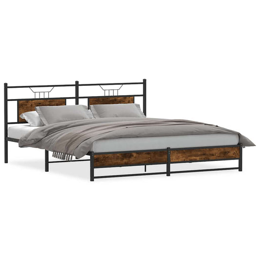 vidaXL Metal Bed Frame without Mattress Smoked Oak 180x200 cm