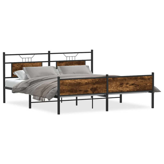 vidaXL Metal Bed Frame without Mattress Smoked Oak 180x200 cm