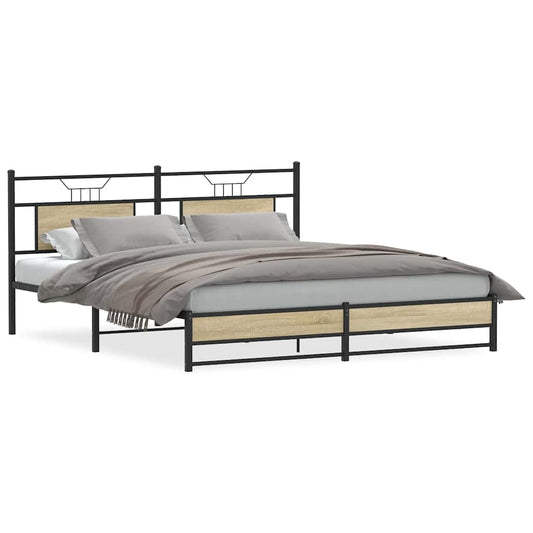 vidaXL Metal Bed Frame without Mattress Sonoma Oak 180x200 cm