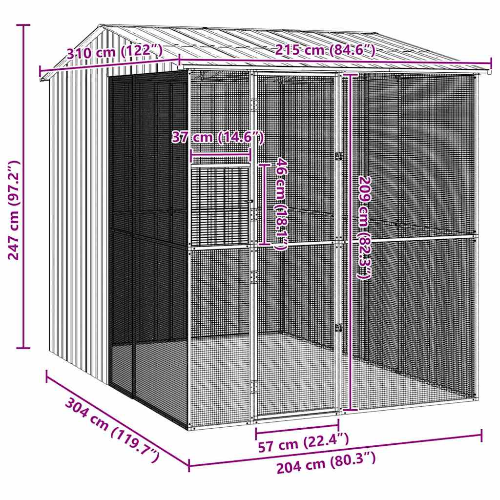 vidaXL Bird Cage Anthracite 215 x 310 x 247 cm Galvanised Steel