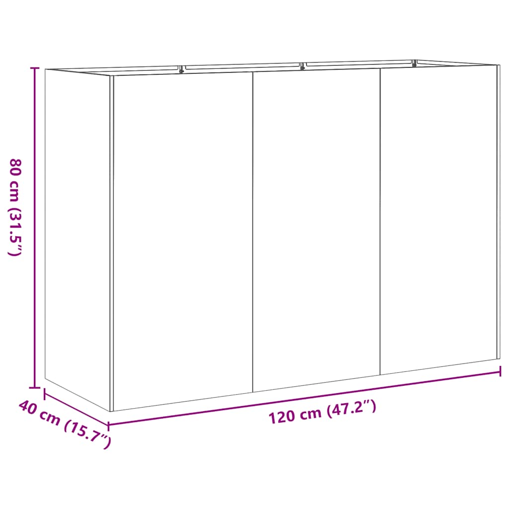 vidaXL Planter Black 120x40x80 cm Cold-rolled Steel