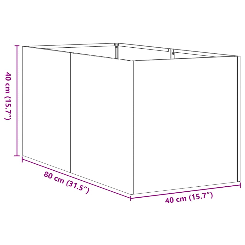 vidaXL Planter Olive Green 40x80x40 cm Cold-rolled Steel