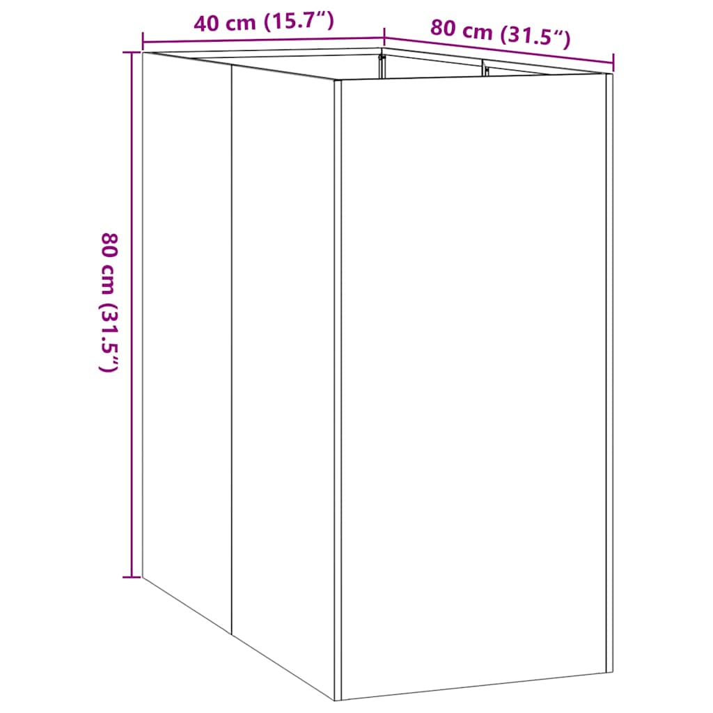 vidaXL Planter 40x80x80 cm Galvanised Steel