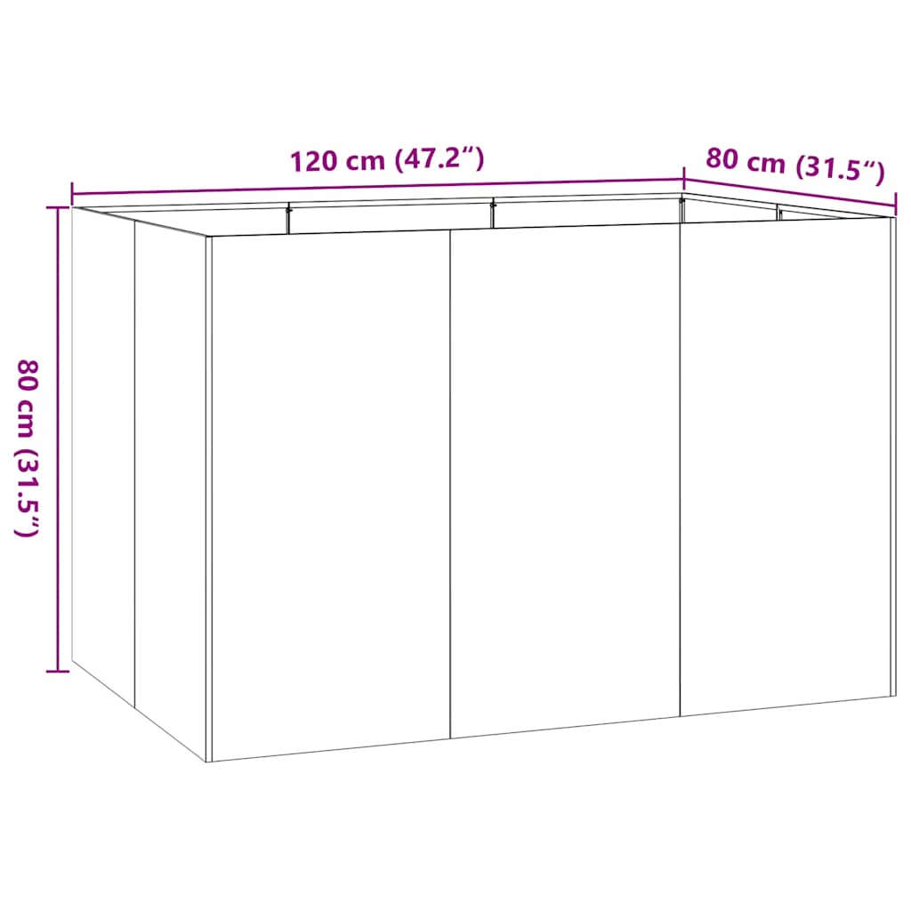 vidaXL Planter Black 120x80x80 cm Steel